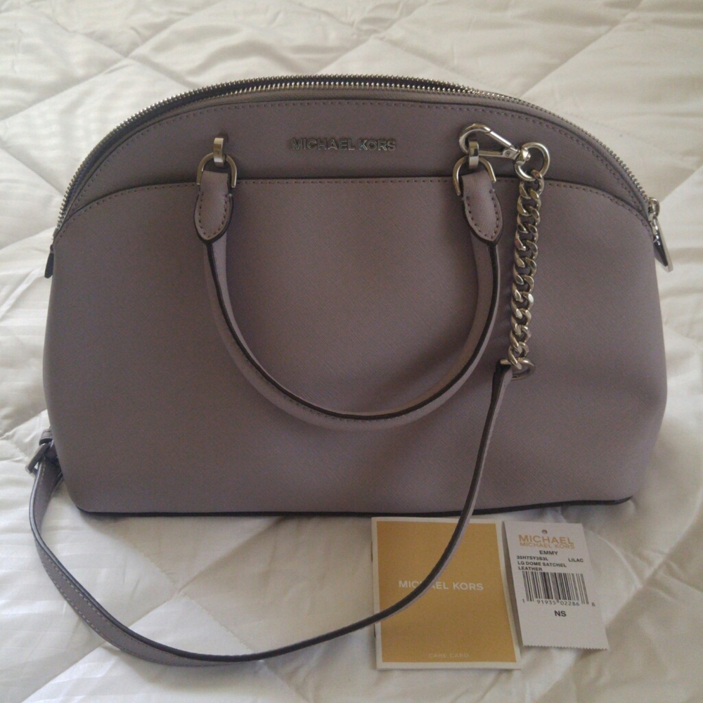 Michael Kors Lilac Emmy dome satchel leather purse